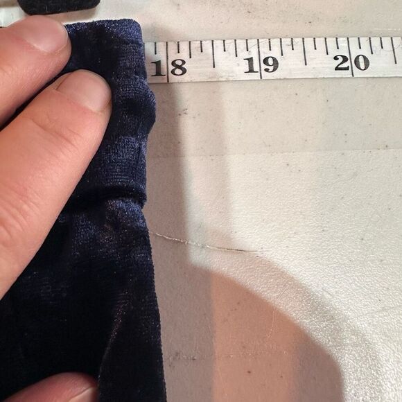 NWT Zara Women’s Blue Velvet High-Rise Straight-Leg Pants Large Dark Romantic - Picture 9 of 11